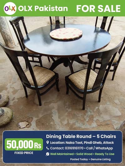6 seter Round Dining table Naka toot pinde gheb