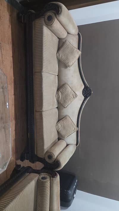 6 Seater Sofa Set with Glass Center Table for Sale