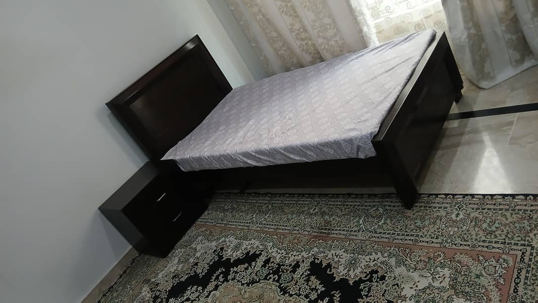 single bed with side table without matress 1