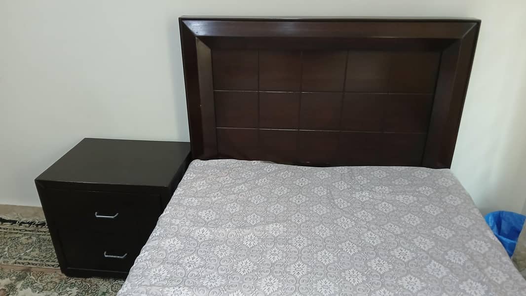 single bed with side table without matress 2
