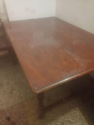 antique dining table set with six chairs