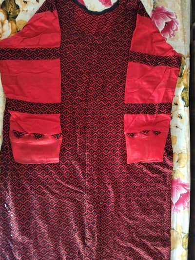 Beautiful Red & Black Fancy Embroidered Ladies Suit qameez and dopatta