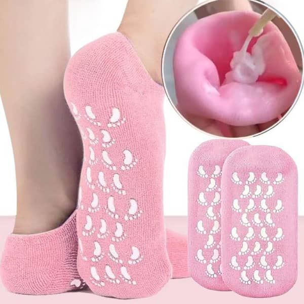 2 Pairs Moisturizing Silicone Gel Socks for Dry Cracked Heels | Reusable Spa Foot Care Socks | Softening Exfoliating Heel Socks with Anti-Slip Design | Unisex Moisturizing Socks for Smooth, Soft Feet