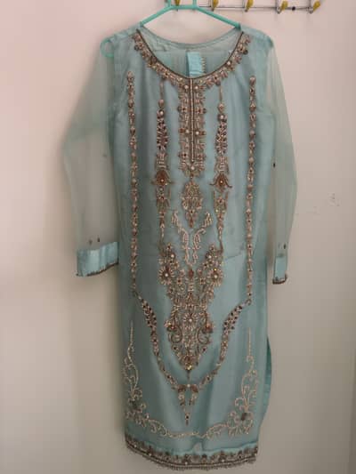 Skyblue color net dress