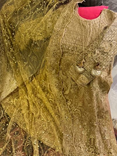 Maryam N Maria Gold 3 Piece Outfit With Net Dupatta