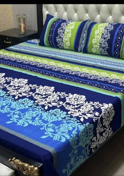 double bedsheet  set  crystal  cotton  blue green  floral print