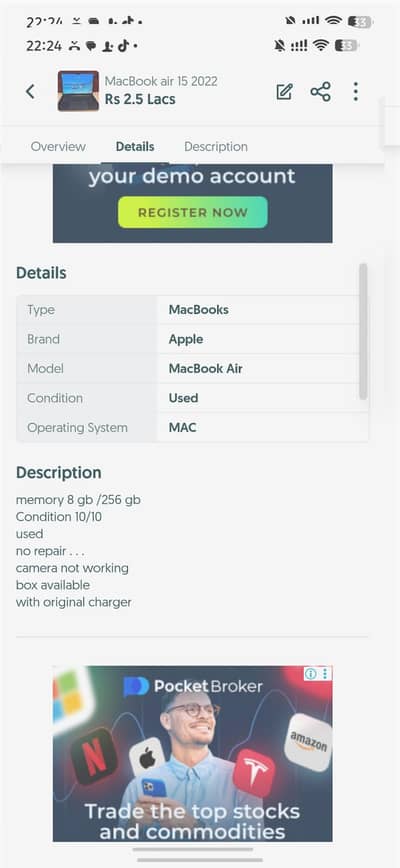 Apple MacBook Air (15-inch, 2022) | 8GB / 256GB | Excellent 10/10 Cond