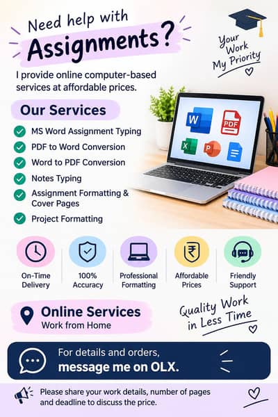 Online Assignment Typing, MS Word & PDF Services