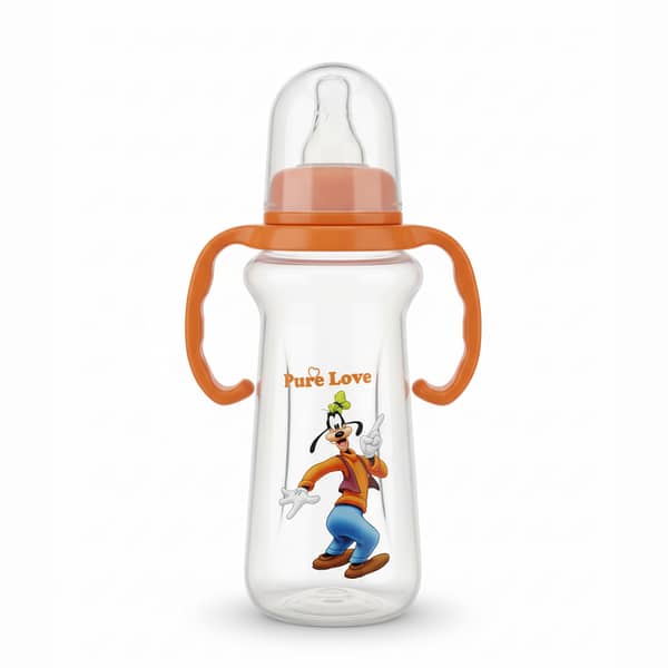 Pure Love Transparent 280ml Baby Feeder Bottle with 2 Newborn Nipples – BPA-Free, Anti-Colic, Leak-Proof