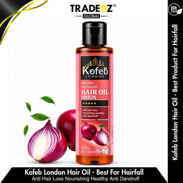 Kofeb London Red Onion Hair Oil 100ml – Natural Growth, Anti-Hair Loss & Dandruff Solution with Biotin & Rosemary