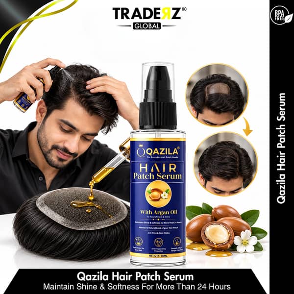 Qazila Hair Patch Serum with Argan Oil 60ml – Anti-Frizz, Non-Sticky, Keeps Shine and Softness 24+ Hours