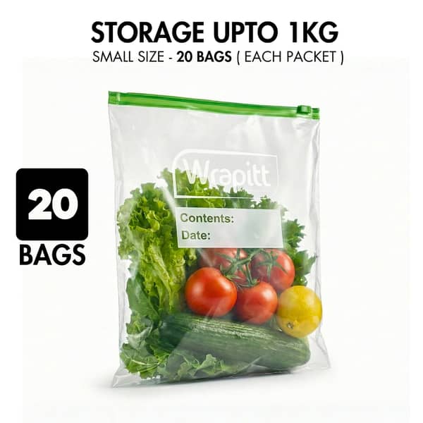 Freezer Bags Zip Lock – Reusable Plastic Food Storage Bags with Zipper/Slider, Leak Proof & Durable Freezer Bags for Meat, Vegetables & Fruit (Multiple Sizes Available)