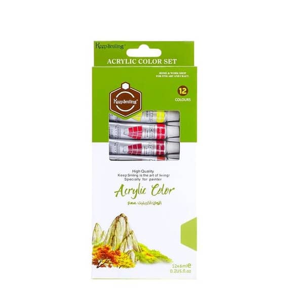 Keep Smiling Acrylic Colour Paints - Pack of 12 (6 ml per tube)