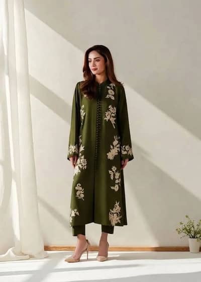 2 pcs women’s unstitched embroidered suit