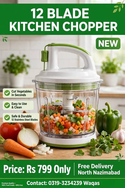 12 Blade Kitchen Chopper - New - Rs 799