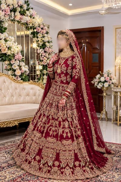 maroon bridal lehenga