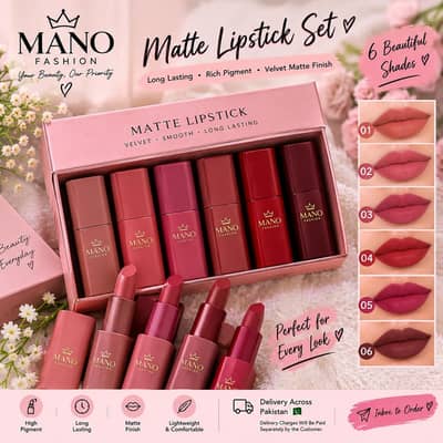 Matte Lipstick Set – Beautiful Shades | Mano Fashion