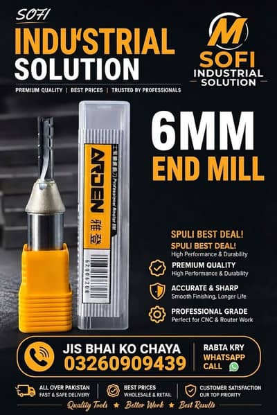 Arden 6mm solid Carbide end mill bit
