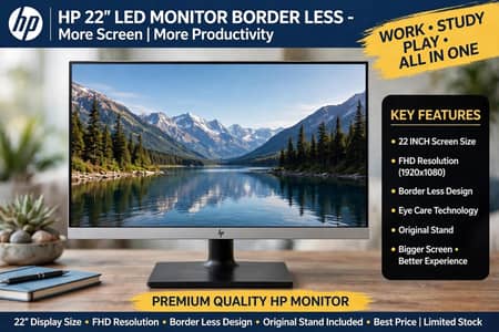 Hp E223 Bordles  1080p resolution  with original stand  qty available