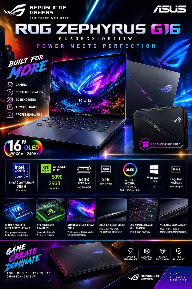 ASUS ROG Zephyrus G16 GU605CX – Flagship Gaming Laptop | 64GB/2TB ...