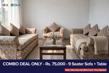 COMBO DEAL ONLY - Rs. 75,000 4+3+1+1 = 9 Seater Sofa + Table