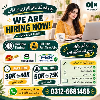 Part time|Full time| |Home Based Work|For Male & Female| Online Jobs