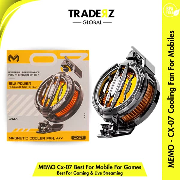 MEMO CX-07 Mobile Phone Radiator Phone Cooling Fan Case Cold Wind Handle Fan for PUBG Mobile Gaming Phone Cooler Phone Cooling Fan Case - Traderz Global