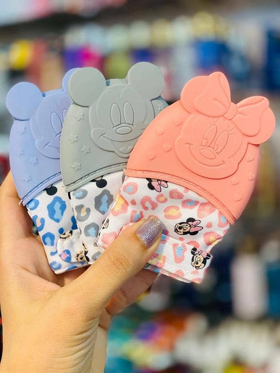 Traderz Global Silicone Baby Teether Gloves – BPA Free Bunny Mitten Teething Toy for 3–12 Months