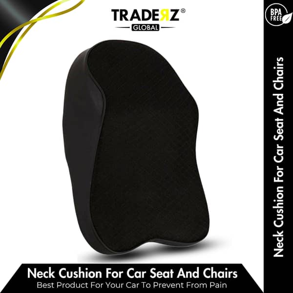 Leather Car Neck Pillow & 3D Memory Foam Lumbar Cushion by Traderz Global