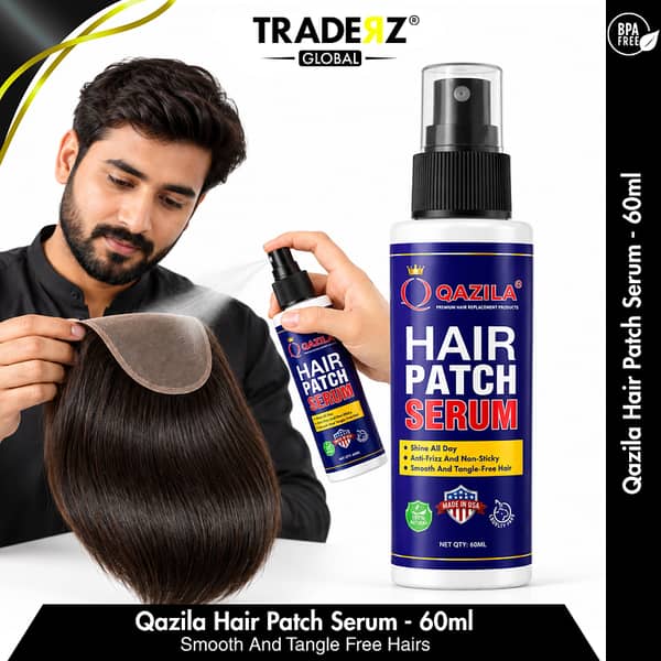Qazila Hair Patch Serum 60ml – Shine All Day, Anti-Frizz, Non-Sticky | Smooth, Tangle-Free Hair Patch Spray | 100% Natural, Made in USA