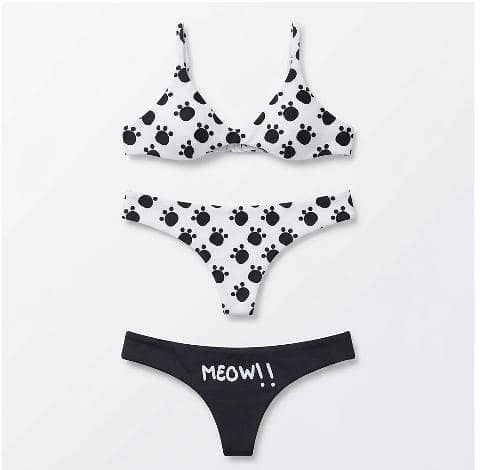 Women Cute Paw Print Printed 3-Piece Nightwear Loungewear Set - Stylish Anime Cosplay Apparel R6061