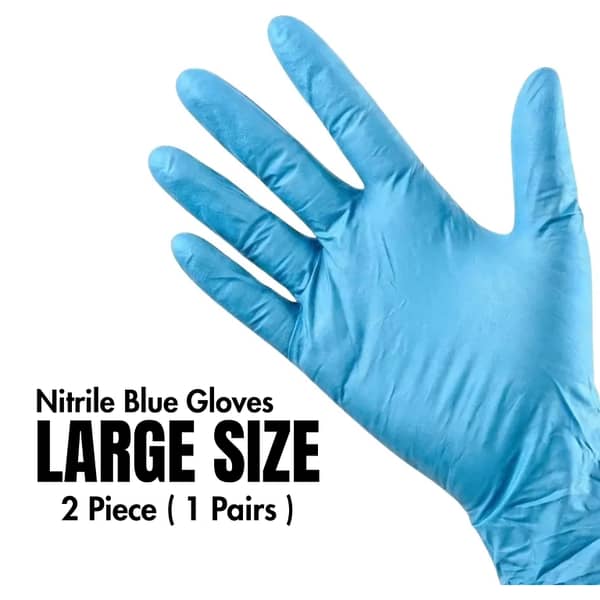 Disposable Nitrile Blue Gloves Large – 100 Pcs Box, Powder-Free, Latex-Free, Textured Fingertips | Heavy Duty Medical & Industrial Cleaning Gloves Pakistan - Traderz Global