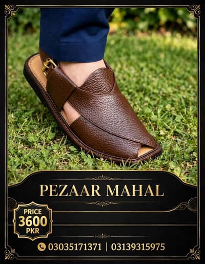 Original Peshawari Chappal Brown - Pure Leather - Pezaar Mahal