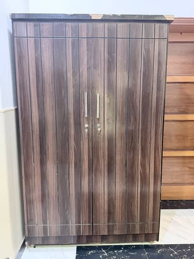 Wooden Almari / Wardrobe / Modern 2-Door Wardrobe / Walnut Laminated