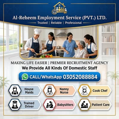 Maids / House Maids / cook / Nanny , chef / Baby Sitter maid available
