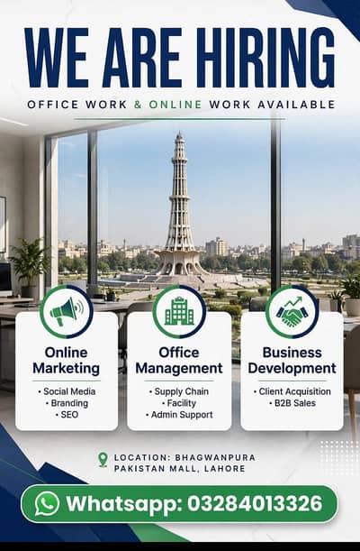 OFFICE WORK  AVAILABLE FOR MALE AND FEMALE