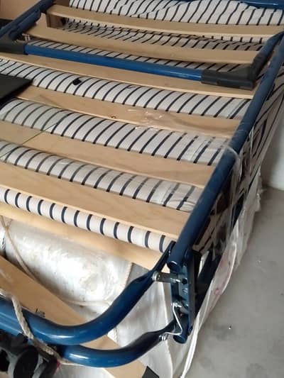 Folding bed iron and wooden made with mattress