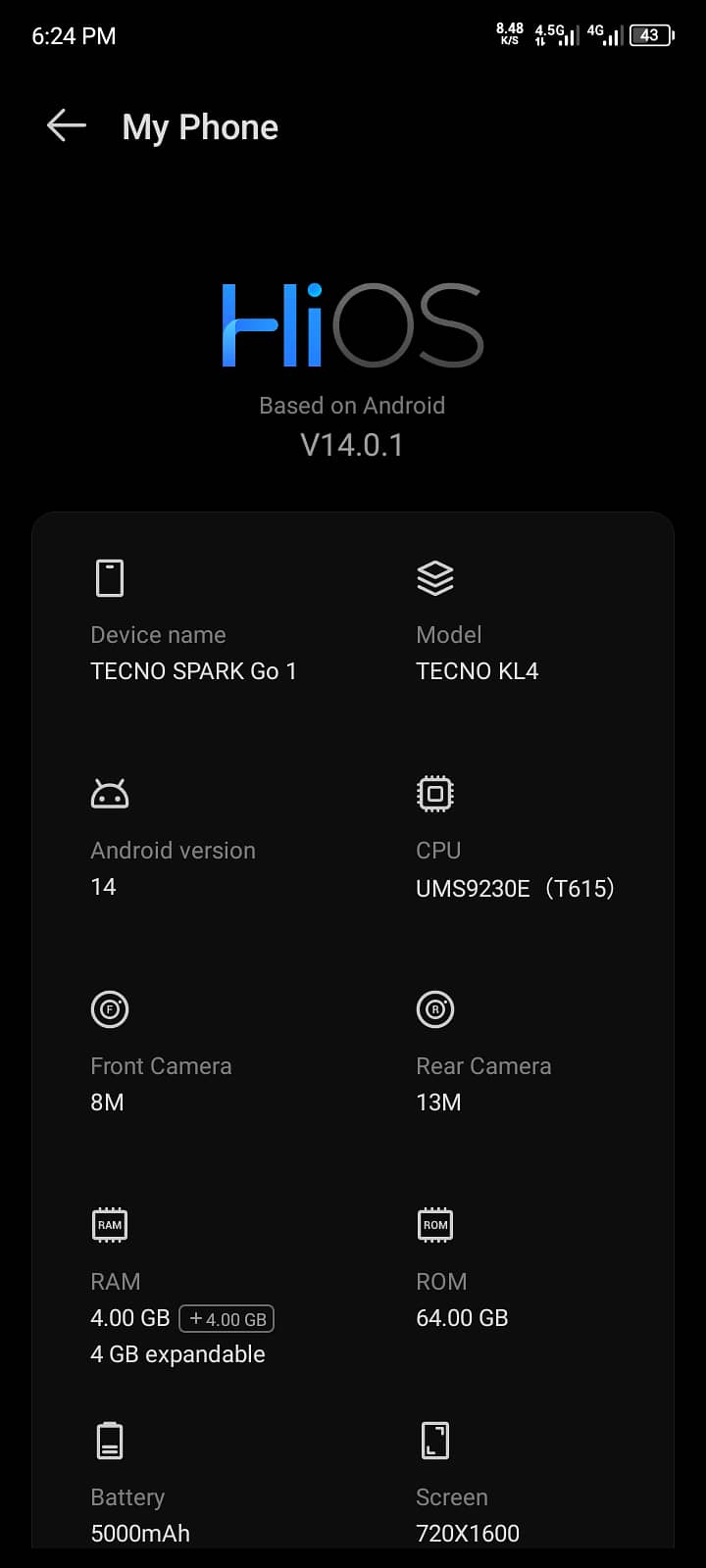 Tecno Spark Go 1 4