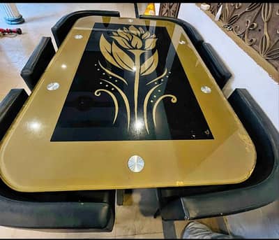 6 Seater Dining Table Premium Quality Glass Top