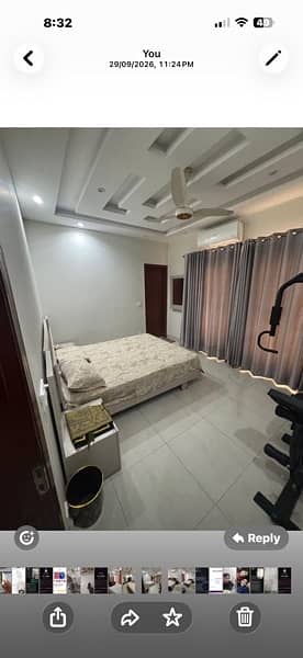 bed with side table and hanging mirror and computer table 4