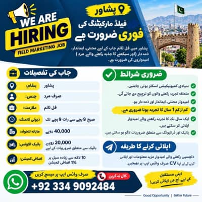 Male Staff Required – Sales & Marketing Job –  in Peshawar
