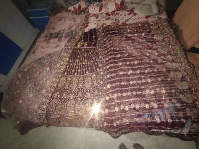 Mehroon Velvet Bridal Lehenga Double Dupatta - Worn Once - 10/10
