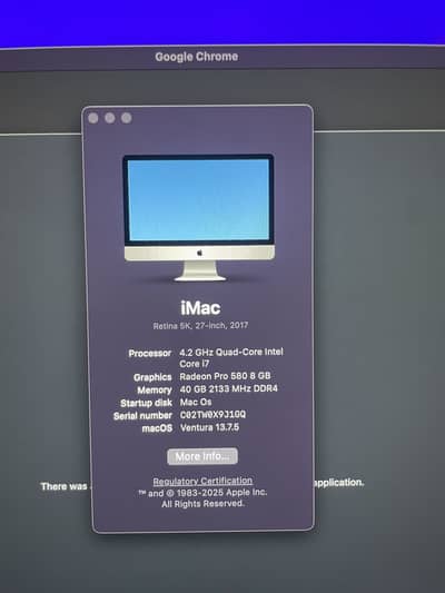 imac 2017 40GB Ram 8GB Graphic Card