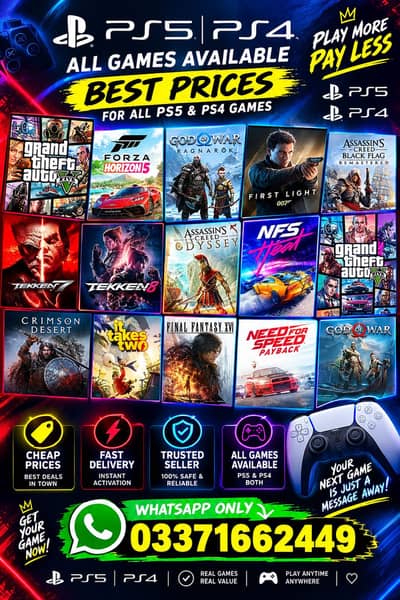 All PS Games |GTA V|GTA VI|Tekken 8|Forza Horizon 5|RDR2|Far Cry|