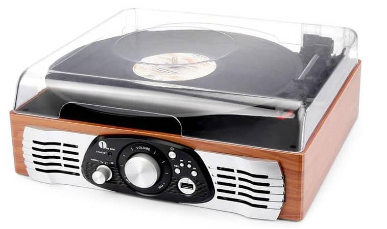 Vintage Wooden Vinyl Record Player Turntable System - Built-in Stereo  USB Recording R6067