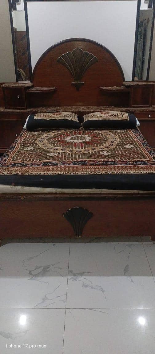 bed with side table & full back 1