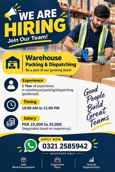 WE’RE HIRING – Warehouse Packing & Dispatching Staff