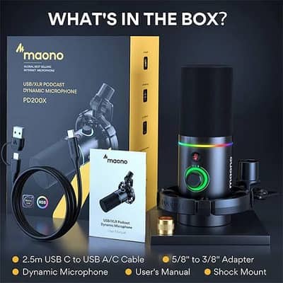 Maono PD200X Mic + Fifine BM88 Boom Arm Bundle, with Boxes