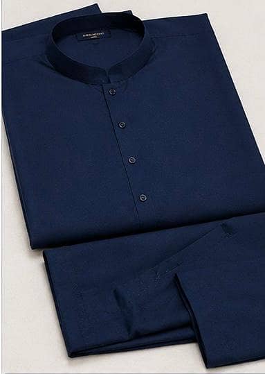 Men’s Premium Wash & Wear Kameez Shalwar Navy Blue | Soft Fabric | Uns