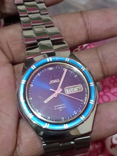 Jem's automatic watch for men Blue dial day and date watch